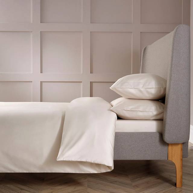 400TC Luxury Cotton Sateen Plain Dye Duvet Cover Sets - Ivory - Single