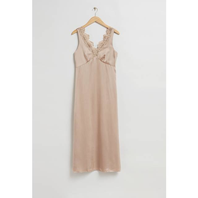 Blush Slinky Lace Slip Dress - Beige (10)