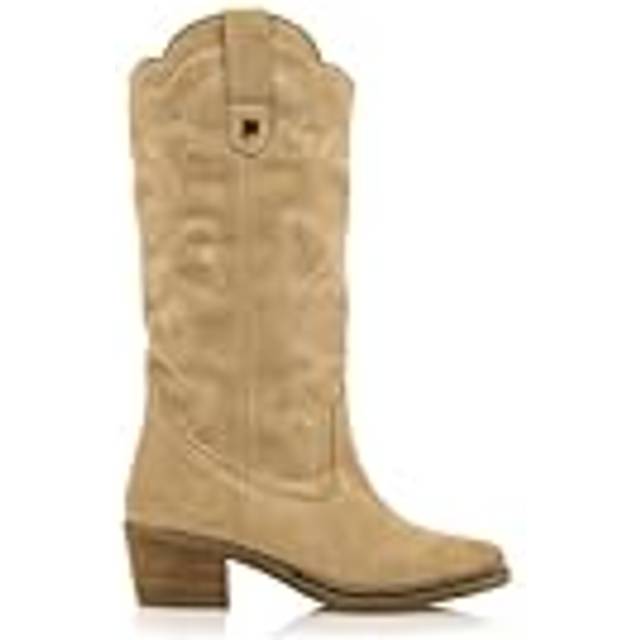 MTNG för kvinnor. 53723 Teo beige läderstövlar - Klackhöjd 5cm (40), Hud, 3 till 5 cm, Zip, Casual - Beige (40)