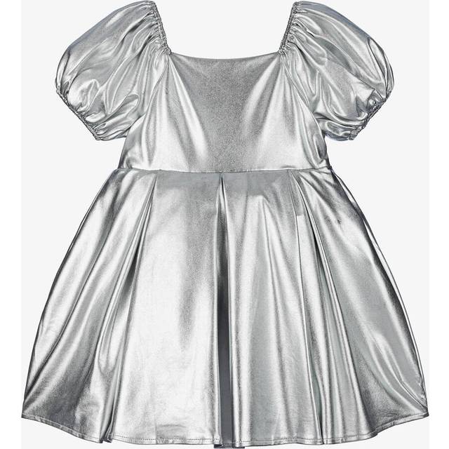 The Tiny Universe Girls Metallic Silver Satin Dress - 4 year