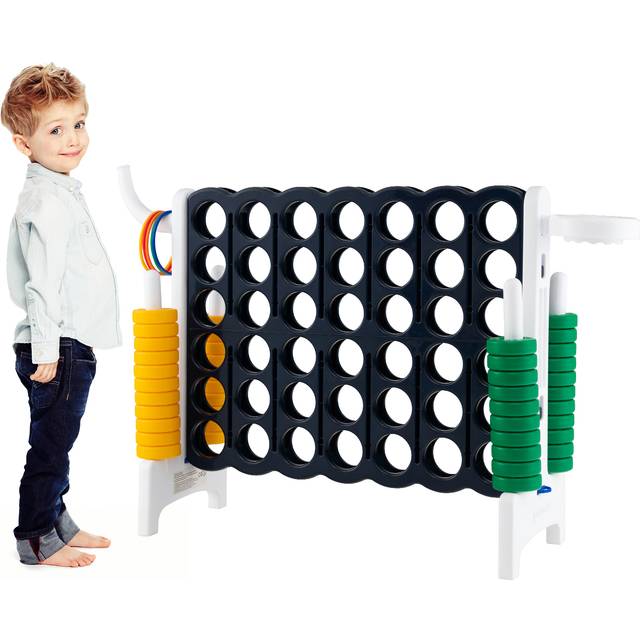 COSTWAY Giant Connect 4 Game Jumbo with 42 Rings-White, White