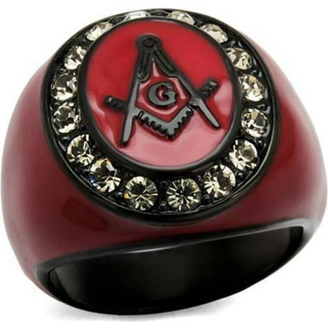 Alamode TK2638-9 Men IP Black Stainless Steel Ring with Top Grade Crystal in Black Diamond - Size 9
