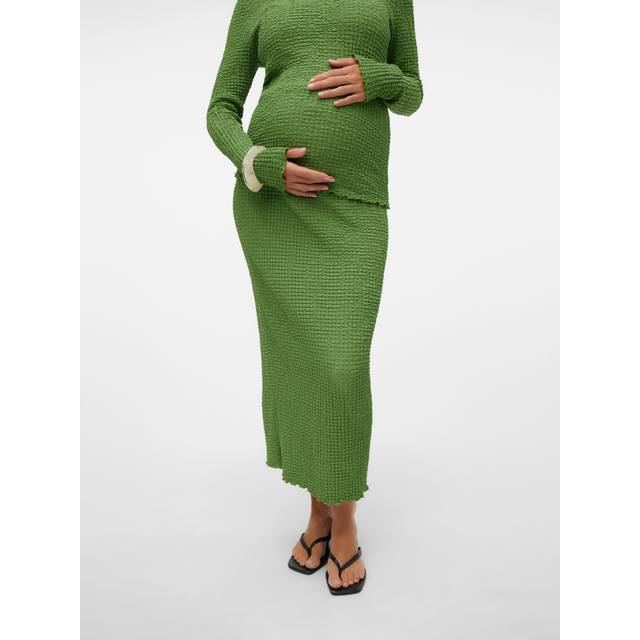 Mamalicious – Mammakläder – Grön, texturerad maxikjol i jersey, del av set-Grön/a