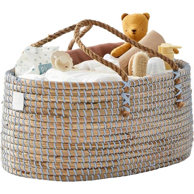 BEBE BASK Baby Diaper Caddy Organizer - Handmade Rattan - Luxury Diaper Caddy Basket - Cute Diaper Caddy for Baby Girl & Diaper Caddy for Ba