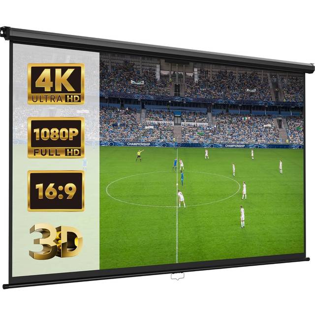 Vonhaus 90-Inch Pull-Down Projector Screen, White