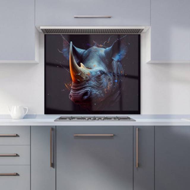 Warren Reed - Designer Rhino Face Splashart Kitchen Splashback W600Mm X H750Mm, Multi