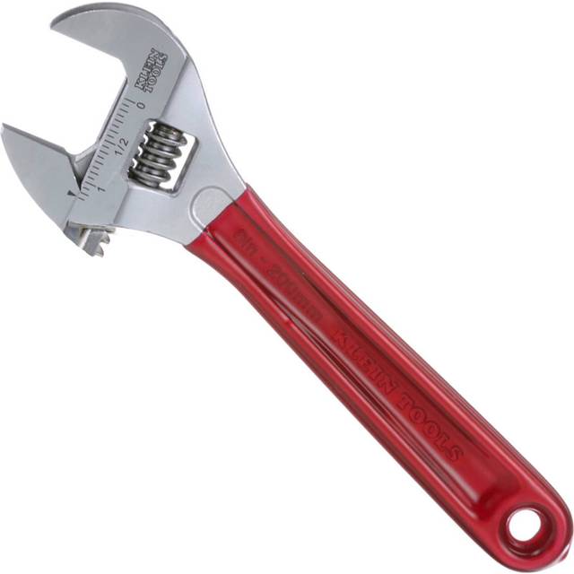 Klein Tools D507-8 Adjustable Wrench  Extra Capacity Jaw Forged Drive Wrench with High Polish Chrome Finish  8-Inch