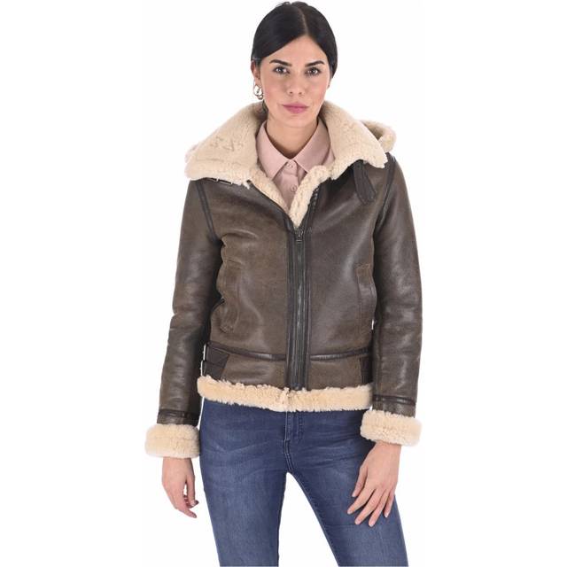 La Canadienne, Jacka, Dam, S, Läder, Brun Shearling Bomberjacka - brown (S)