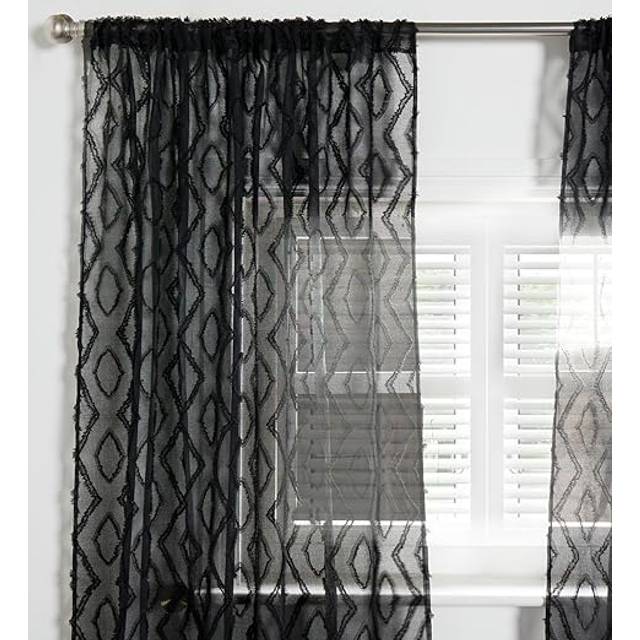Diamond voile curtains pair textured net slot top 2 panel set home decor 55x87