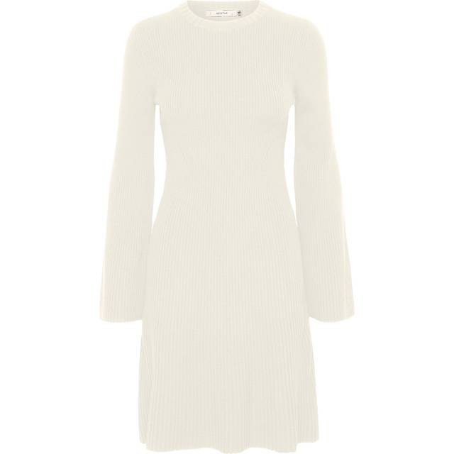 Gestuz, Klänning, Dam, L, Polyester, Kort ullklänning i Egret - beige (L)