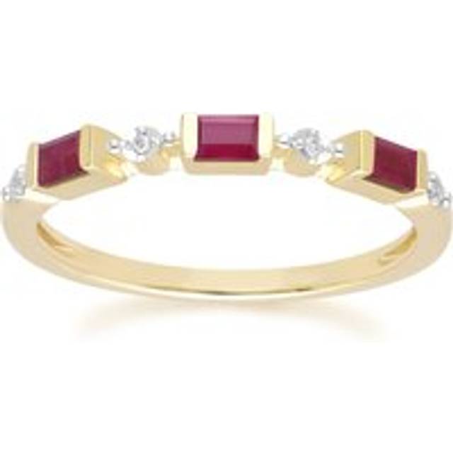 Classic Baguette Ruby & Diamond Eternity Ring in 9ct Yellow Gold