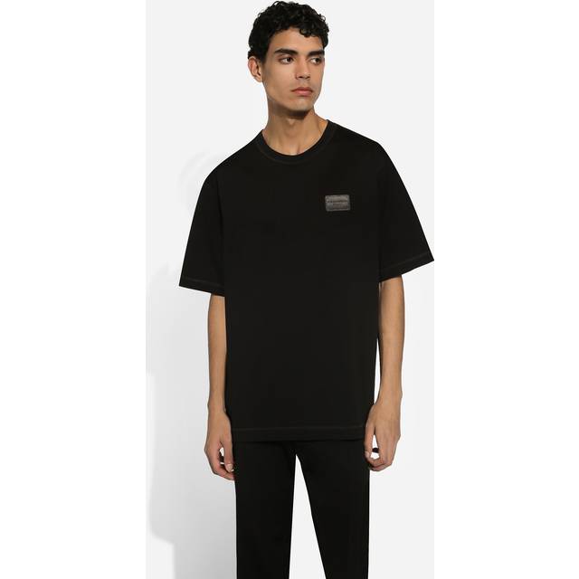 Dolce & Gabbana Cotton T-shirt With Branded Tag - Man T-shirts And Polos Black 52