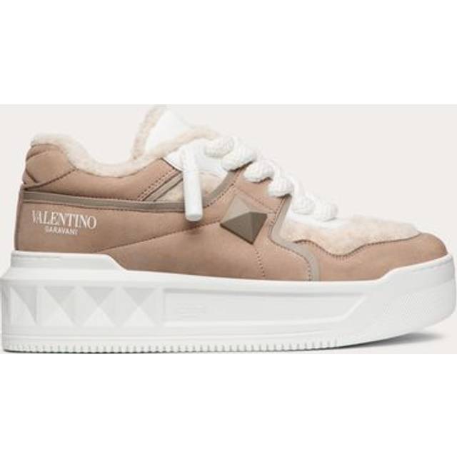 Valentino One Stud Xl Leather & Wool Sneaker