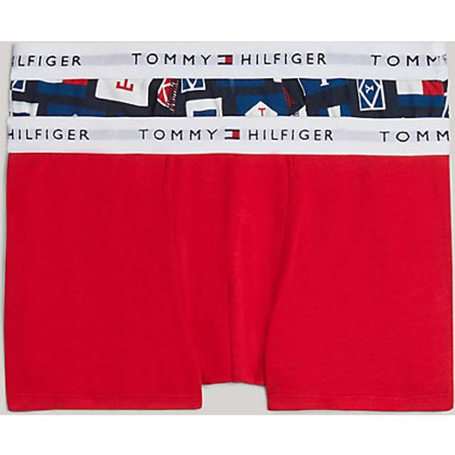 Tommy Hilfiger Boy's 2-Pack Heritage Flag Print Boys Boxer Trunks, Red/Multi - Size: 10 years/11 years/12 years