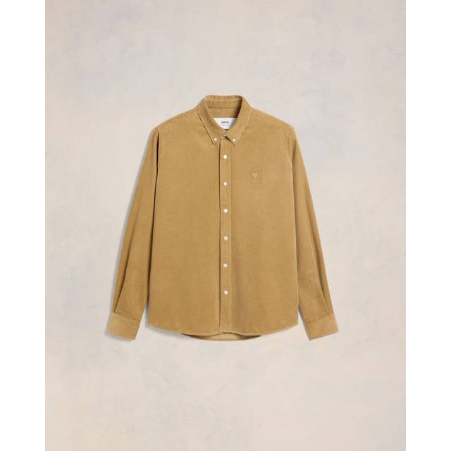 AMI Cotton-Corduroy Classic Fit Shirt - S - Beige