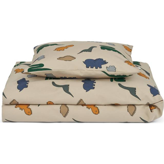 LIEWOOD - Ingeborg Junior Bedding Print - Sängkläder för barn - 2168 - Dinosaurs / Mist - L140 x W100 cm pillow: L45 x W40 cm