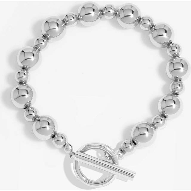 Polished Orb T-Bar Bracelet - Silver - One Size - Mood