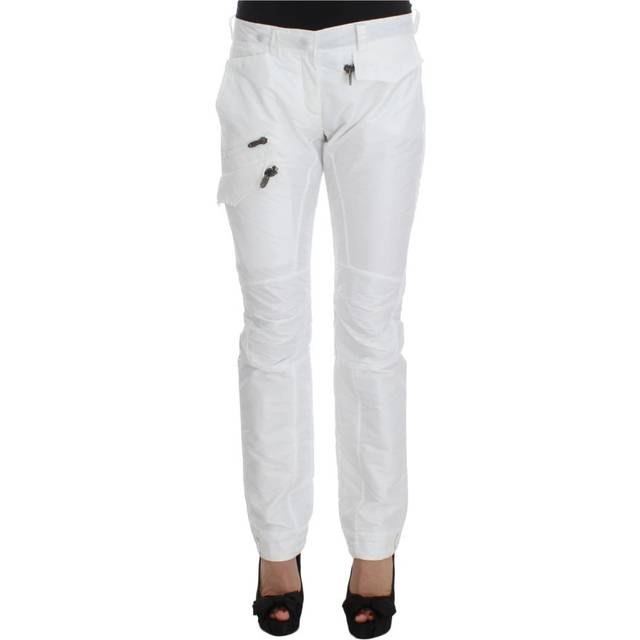 Ermanno Scervino, Slim-fit Trousers, female, White, S, White Nylon Padded Slim Fit Cargo Trousers