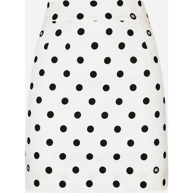 Dolce & Gabbana Short Charmeuse Skirt With Polka-dot Print - Woman Skirts Print 48