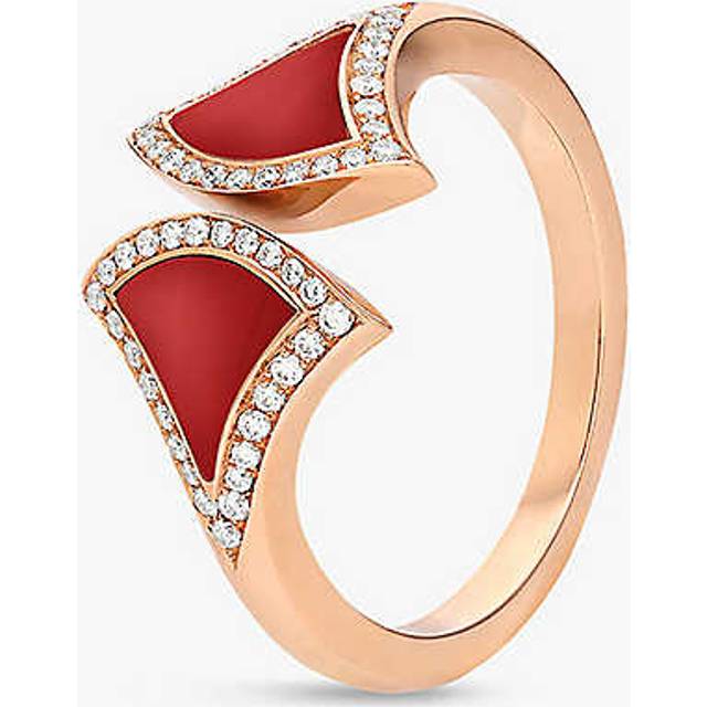 Bvlgari Womens Rose Gold Divas&#39; Dream 18ct Rose-gold, Carnelian and 0.17ct Round Brilliant-cut Diamond Ring 51mm - ROSE GOLD