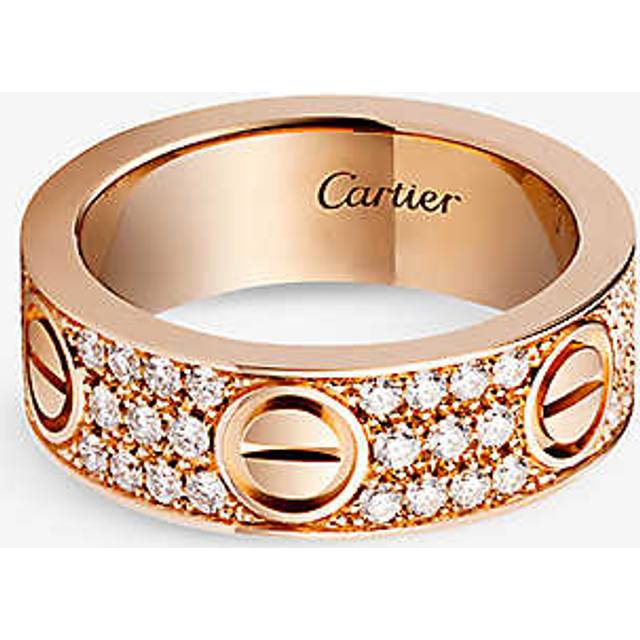 Cartier Womens Rose Gold Love 18ct Rose-gold and 88 Brilliant-cut Diamond Ring 54mm - ROSE GOLD