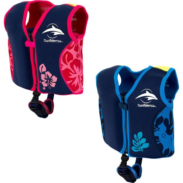 Konfidence simväst med stödrem - 4-5 år navy/hibiskus