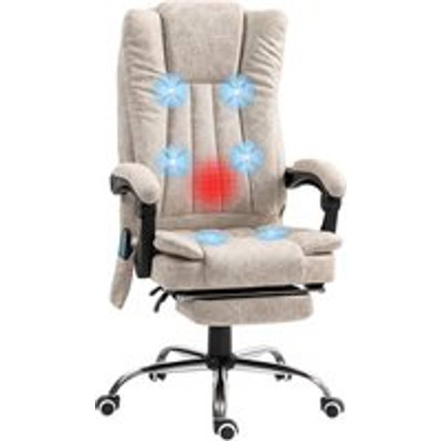 Vinsetto Vibrating Massage Office Chair With Heat, Desk Chair With Height Adjustable And Footrest, Cream White