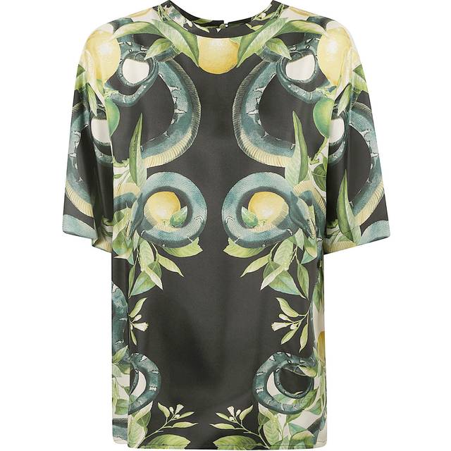 Roberto Cavalli Lemon And Snake Print T-shirt - Female T-shirts Black