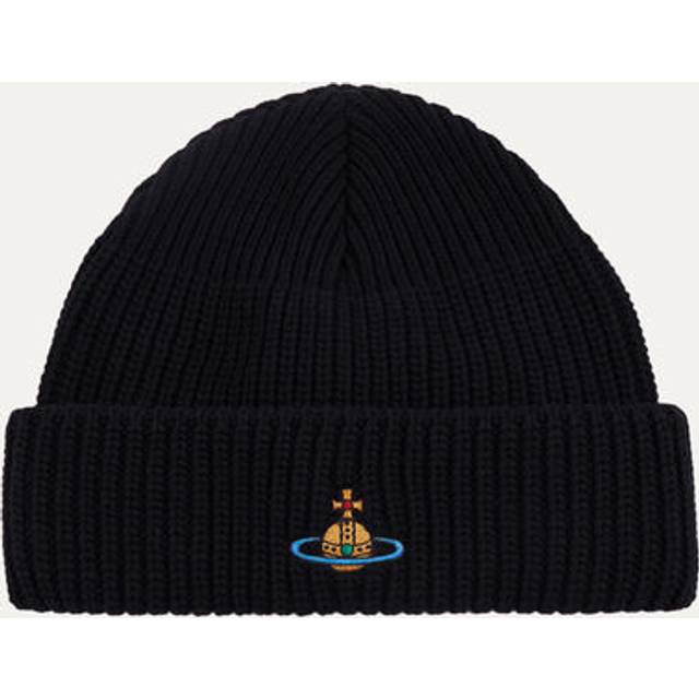 Vivienne Westwood Ribbed Wool Beanie Hat - Black