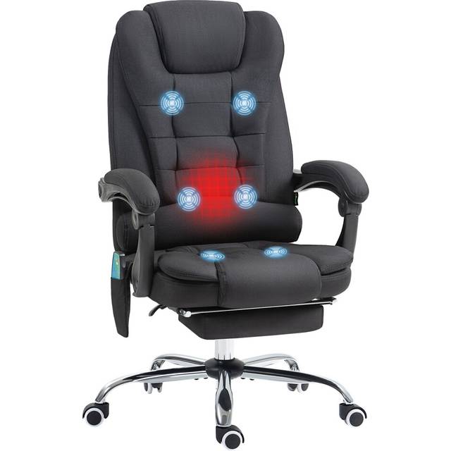 Vinsetto Heated Vibration Massage Office Chair with Footrest,Black | TJ Hughes Black