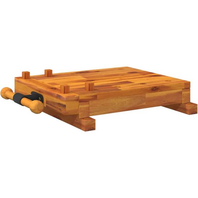 Workbench Tabletop with Vice 52x44x9.5 cm Solid Wood Acacia - Brown (9.5cm H X 44cm W X 52cm D)