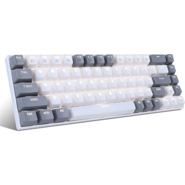Portable 60% Gaming Mechanical Keyboard, Minimalist MK-Box Ice Blue Backlit Compact 68 Keys Wired Office Keyboard with Red Switch for Windows Laptop