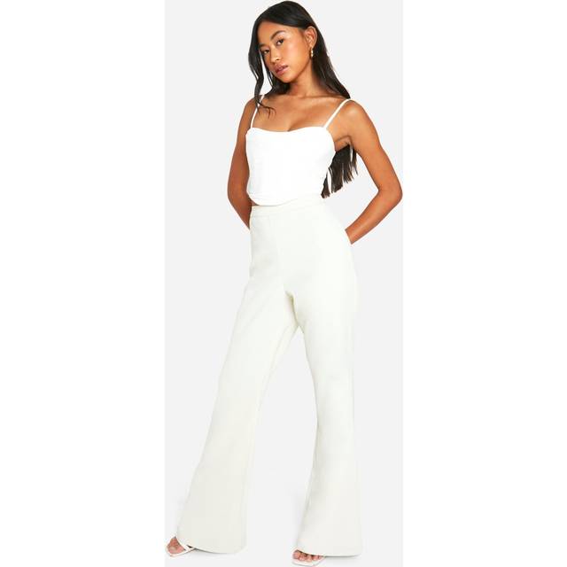 Womens Fluid Flared Trousers - White - 14