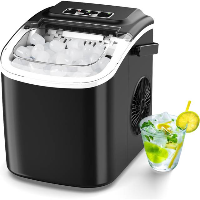 Ice Machines for Home Countertop Ice Maker with Handle 9 Ice Cubes Ready in 6 Mins, Auto-Cleaning Portable Ice Machines for Home, Black