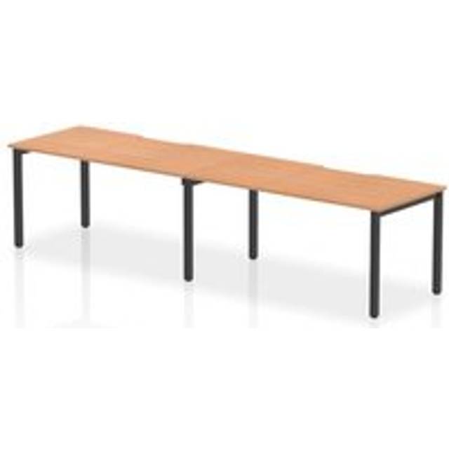 Evolve Plus 1600mm Single Row 2 Person Bench Desk Oak Top Black Frame