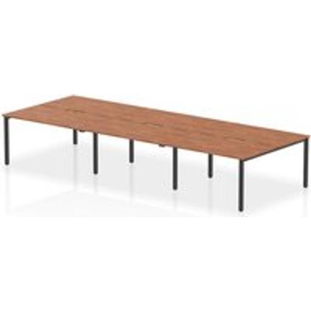 Evolve Plus 1400mm B2B 6 Person Bench Desk Walnut Top Black Frame