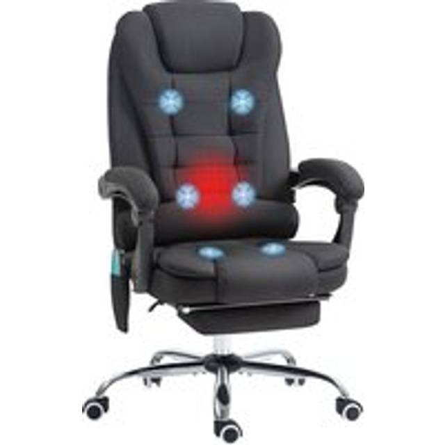Vinsetto Executive Office Chair, 6-Zone Heated Massage, Ergonomic Recliner Desk Chair with Adjustable Footrest, Black Aosom UK