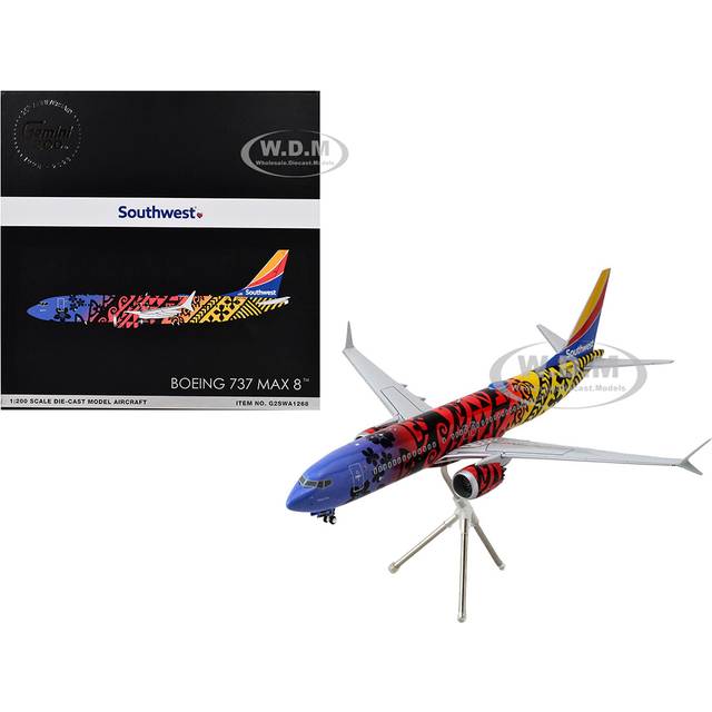 Boeing 737 MAX 8 Commercial Aircraft "Southwest Airlines - Imua One" (N8710M) Hawaiian Graphics "Gemini 200" Series 1/200 Diecast Model Airplane by G