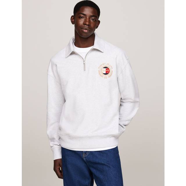 Tommy Jeans – Explorer Luxe – Grå sweatshirt med kort dragkedja och logga-Grå/a