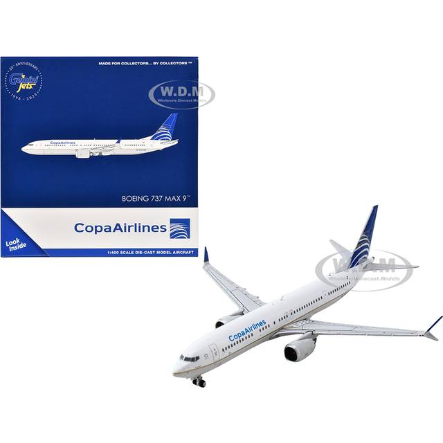 Boeing 737 MAX 9 Commercial Aircraft &#34;Copa Airlines&#34; (HP-9907CMP) White with Blue Tail 1/400 Diecast Model Airplane by GeminiJets