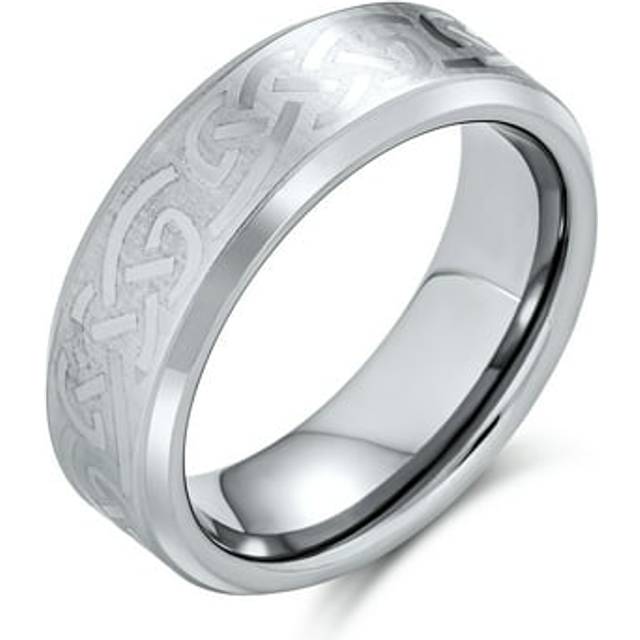 Personalized Unisex Irish Viking Celtic Infinite Love Knot Couple Wide Titanium Wedding Ring 7MM Men Women Matte Silver Tone 7MM Customizable