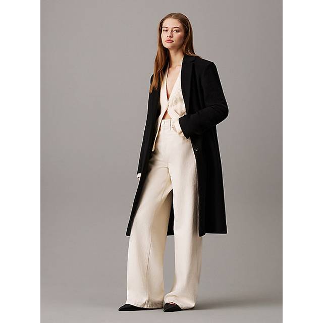 Relaxed Brushed Wool Coat - Black - 34