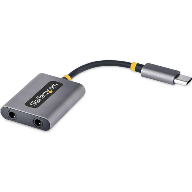 StarTech.com USB-C Hörlursdelare - Dubbel Headsetadapter Med Mikrofoningång, USB Typ C Till 3,5 mm Ljudadapter/Hörlursdongel, 24-bitars DAC (USBC-AUDIO-SPLITTER)