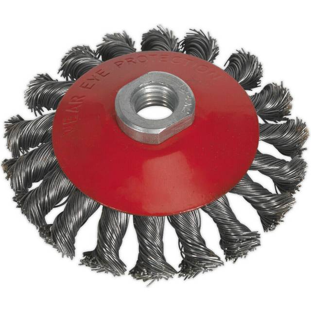 100mm Conical Wire Brush - Twisted Steel - M10 x 1.5mm - Up to 12500 rpm