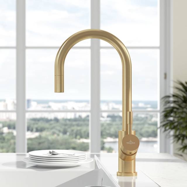 Villeroy &amp; Boch Umbrella Flex Brushed Gold Stainless Steel Pullout