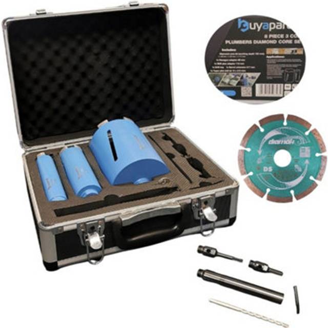 BAP Plumbers 8 Piece 3 CORE Diamond Premium Set + 115MM Makita Diamond Blade