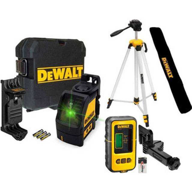 Dewalt DW088CG Green Cross Line Laser Level + Tripod + Bag + Detector DE0892G