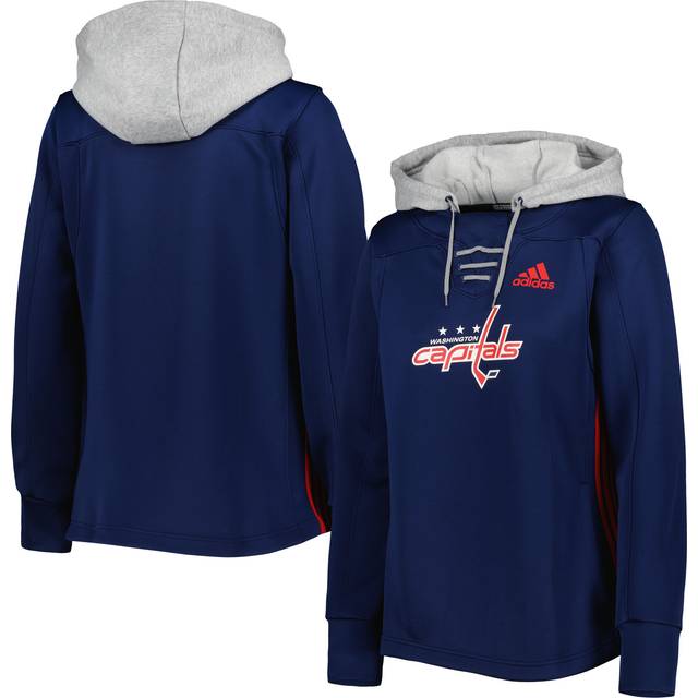 Women's adidas Navy Washington Capitals Skate Lace Primeblue Team Pullover Hoodie