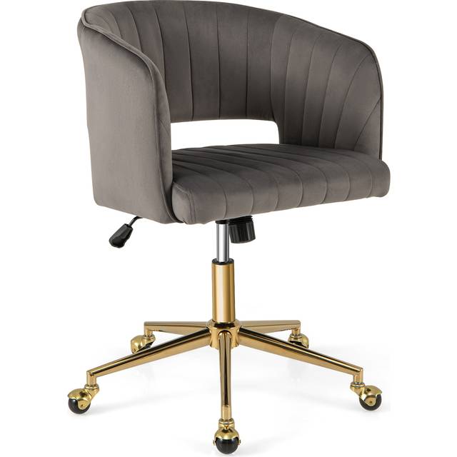 Costway Grey Swivel Tufted Back Office Chair - 63 x 60 x 45cm