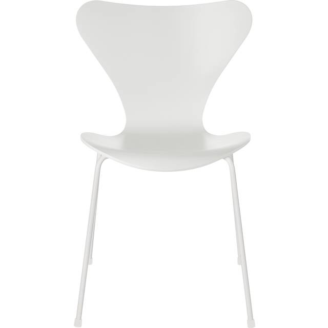 Fritz Hansen - Sjuan 3107 stol bokfanér stålstativ vit monochrome white - Matstolar - Arne Jacobsen - Vit - Trä